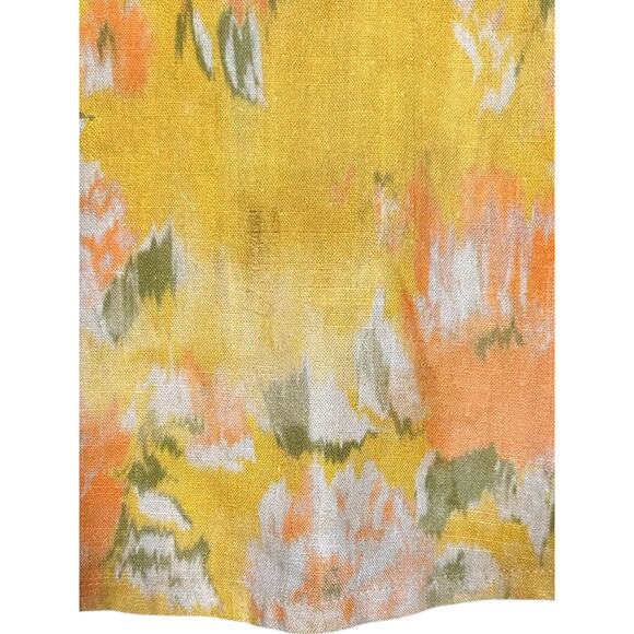 Stark X 100% Linen Yellow Floral Ruffle Sleeve Dress – Size Small - Picture 4 of 8